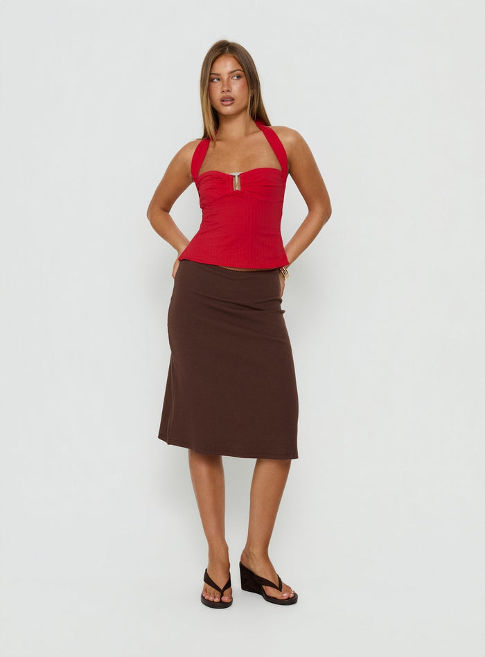 Isabetta Halter Top Red