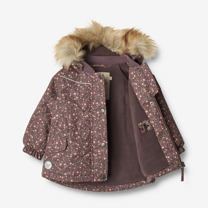Wheat Outerwear Jacket Mathilde Tech | Baby Jacket 3121 eggplant buttercups