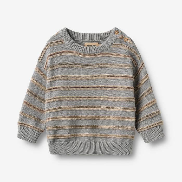 Wheat Main Jacquard Pullover Harlow Pullover 9783 slightly blue stripe