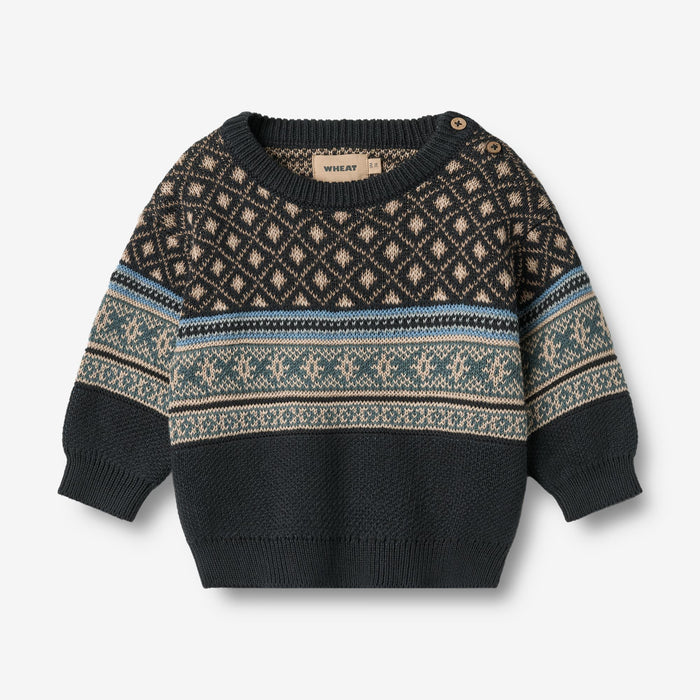 Wheat Main Jacquard Pullover Julius Pullover 1432 navy