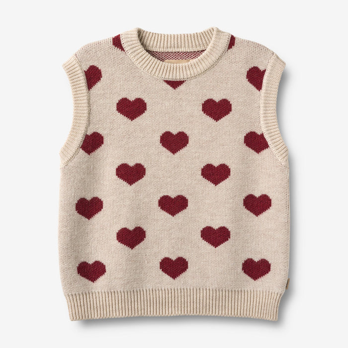 Wheat Main Jacquard Vest Gaby Knitted Tops 9562 offwhite melange