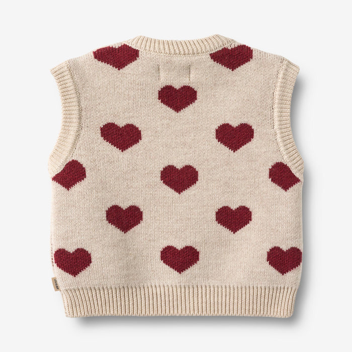 Wheat Main Jacquard Vest Gaby Knitted Tops 9562 offwhite melange