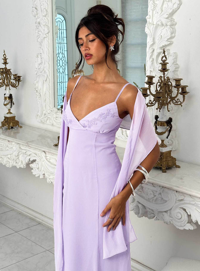Jadira Scarf Maxi Dress Purple Plunger