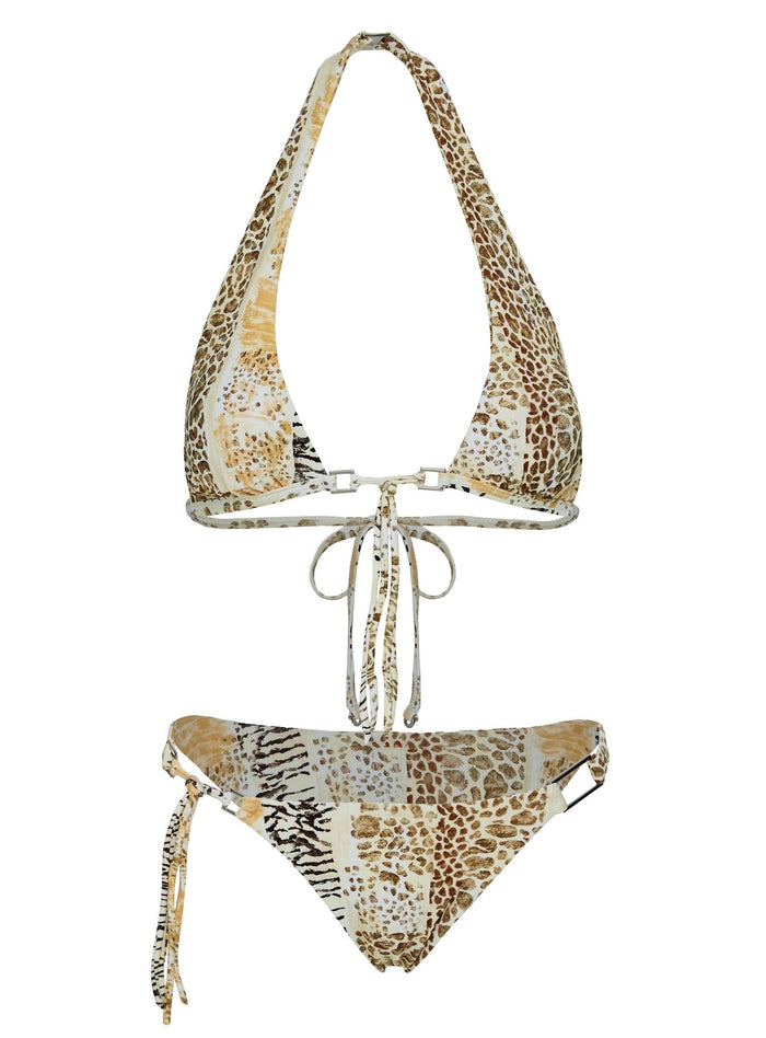 Janessa Hardware Tie Side Bikini Bottoms Animal Splice
