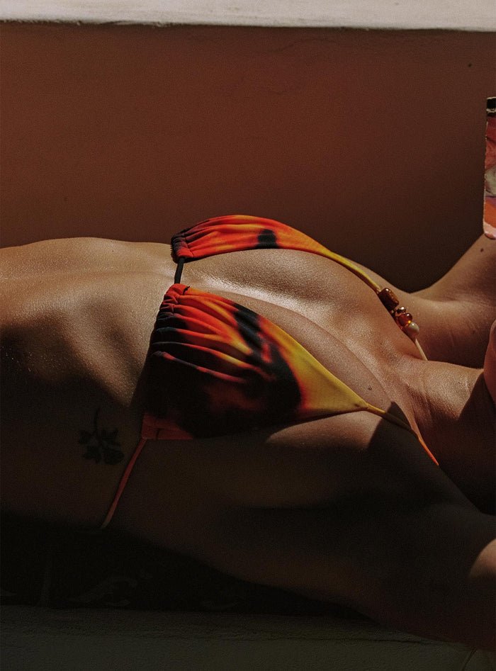 Jenner Triangle Bikini Top Orange Multi