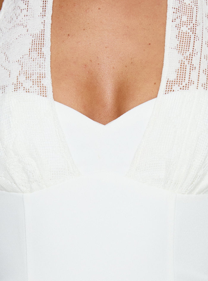 Josanna Crochet Halter Mini Dress White