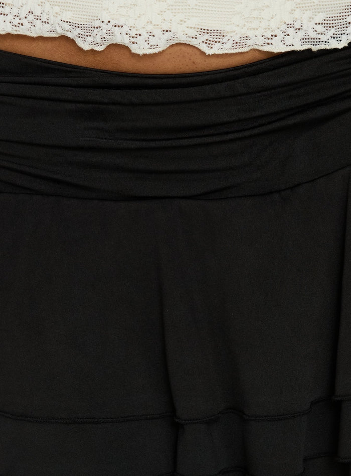 Kaelina Ruched Frill Skort Black