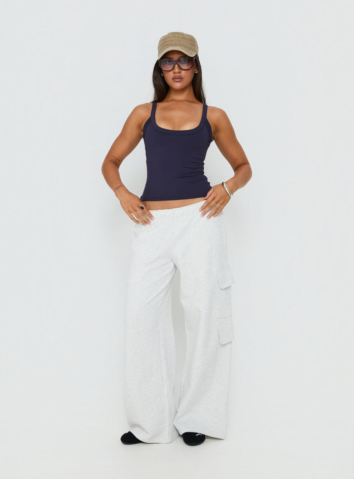 Kasper Cinched Longline Tank Top Navy
