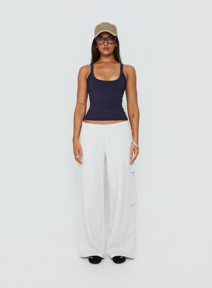 Kasper Cinched Longline Tank Top Navy