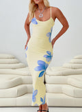 front view of model wearing Princess Polly Katrine Flower Maxi Dress Cream Scoop Neck