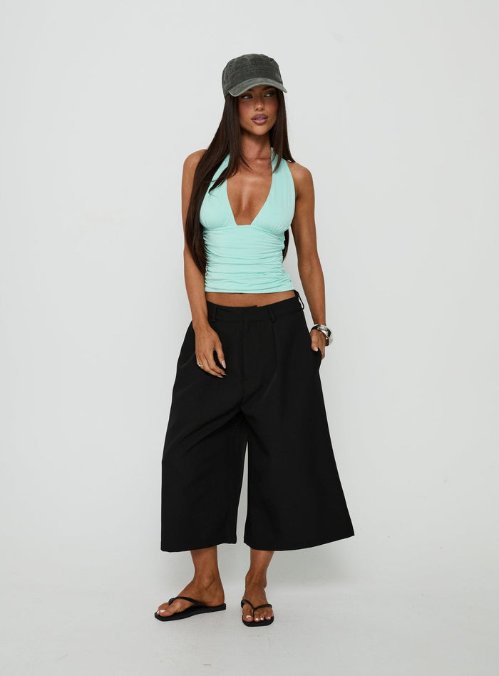 Keerah Tie Neck Halter Top Aqua