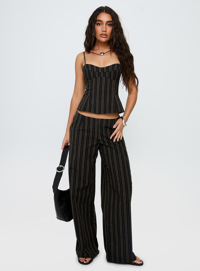 Kierstyn Corset Set Black Stripe Petite