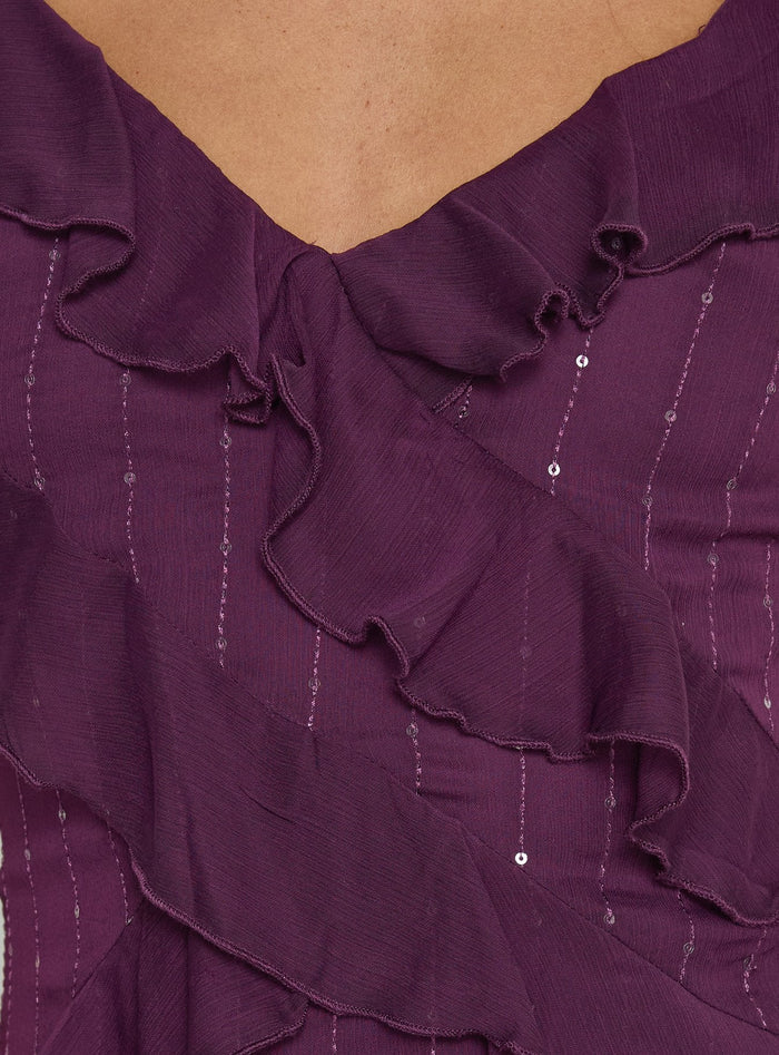Kinara Ruffle Mini Dress Purple