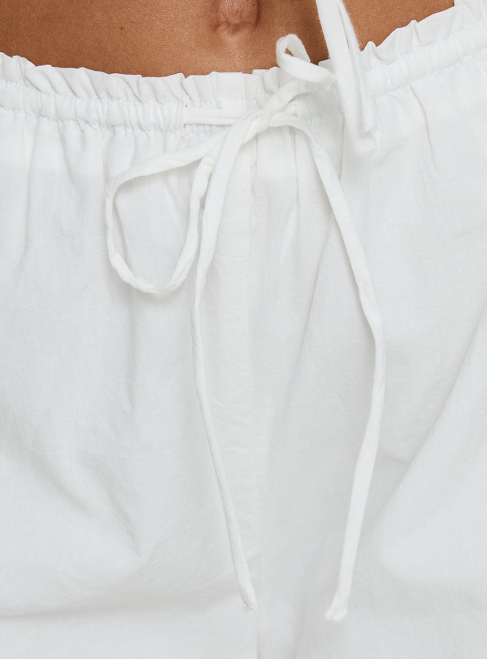 Kissed Chaos Broderie Anglais Tie Waist Trousers White