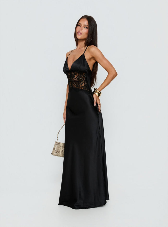 Klairee Lace Maxi Dress Black