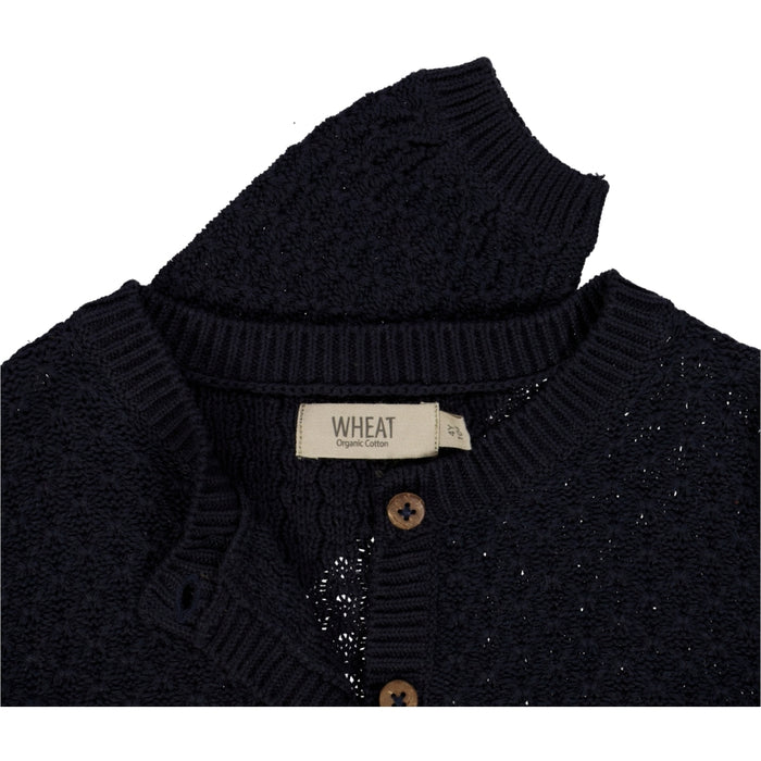 Wheat Main Knit Cardigan Magnella Knitted Tops 1378 midnight blue