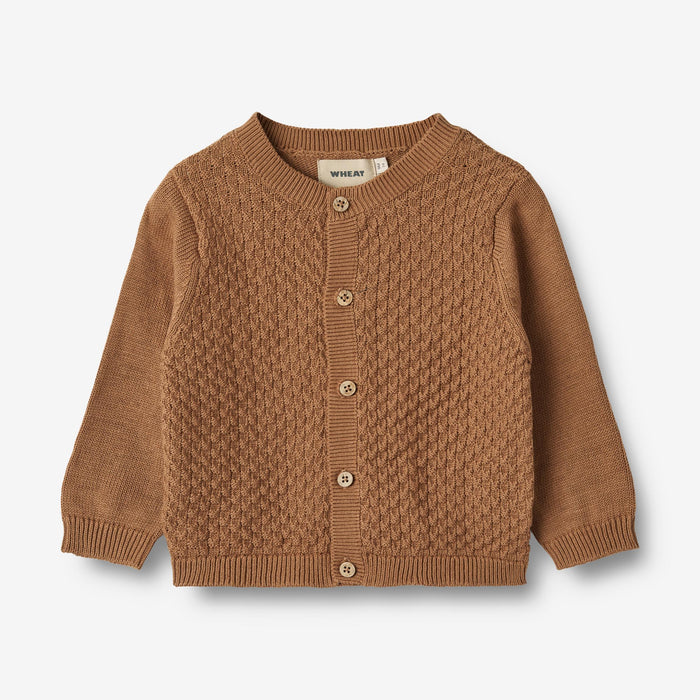 Wheat Main Knit Cardigan Siggi Knitted Tops 5073 caramel