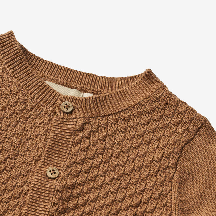 Wheat Main Knit Cardigan Siggi Knitted Tops 5073 caramel
