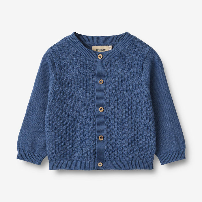 Wheat Main Knit Cardigan Siggi Knitted Tops 1173 deep ocean