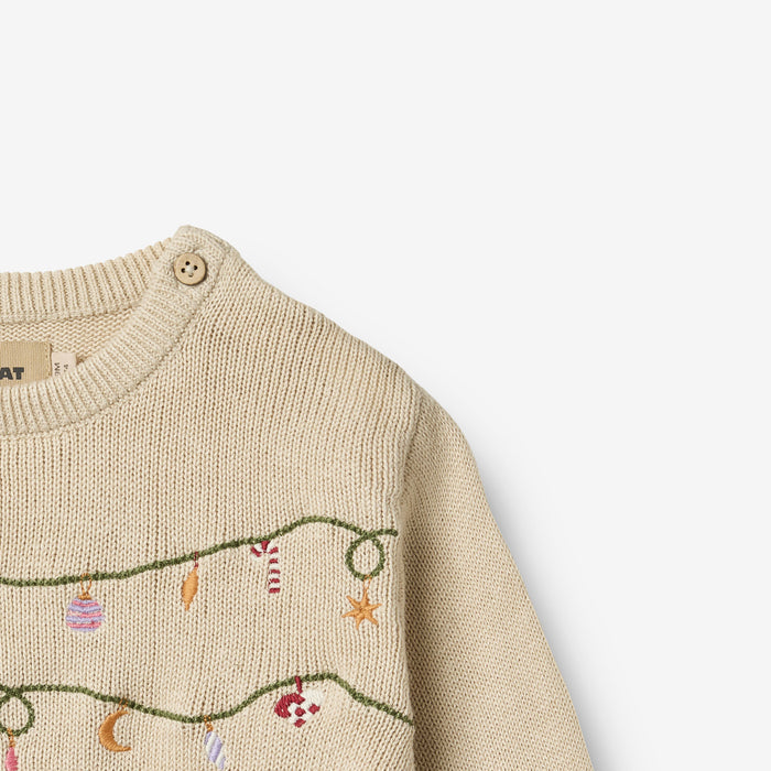 Wheat Main Knit Pullover Embr. Lisa Knitted Tops 3191 offwhite