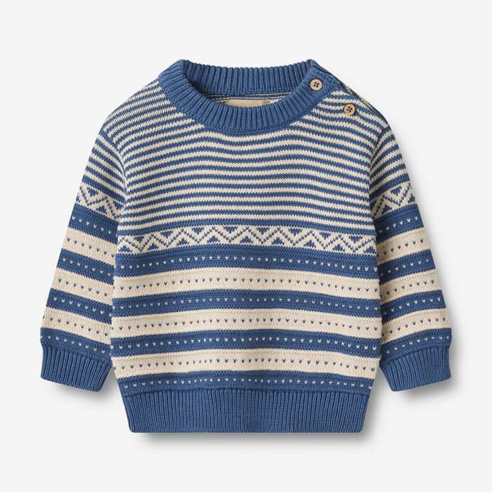 Wheat Main Knit Pullover Jan | Baby Knitted Tops 1173 deep ocean