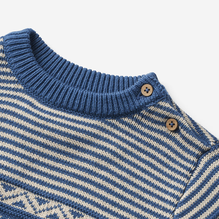 Wheat Main Knit Pullover Jan | Baby Knitted Tops 1173 deep ocean