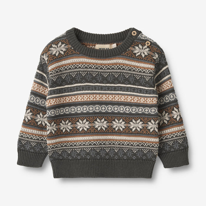 Wheat Main Knit Pullover Knud Knitted Tops 1180 raven