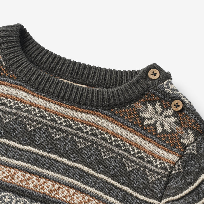 Wheat Main Knit Pullover Knud Knitted Tops 1180 raven