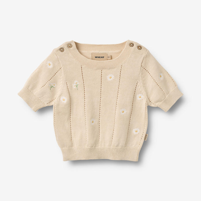 Wheat Main Knit Top S/S Malvina Top 9731 sandshell white flowers