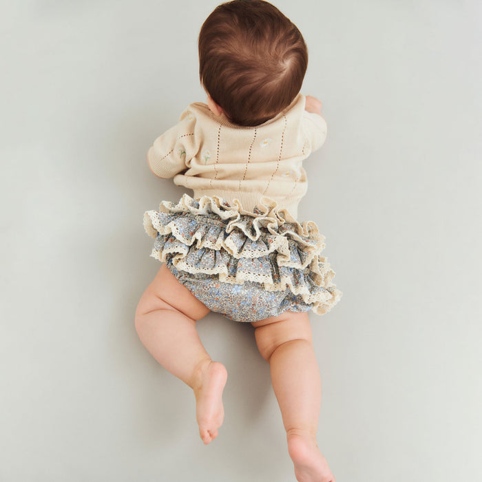 Wheat Main Knit Top S/S Malvina Top 9731 sandshell white flowers
