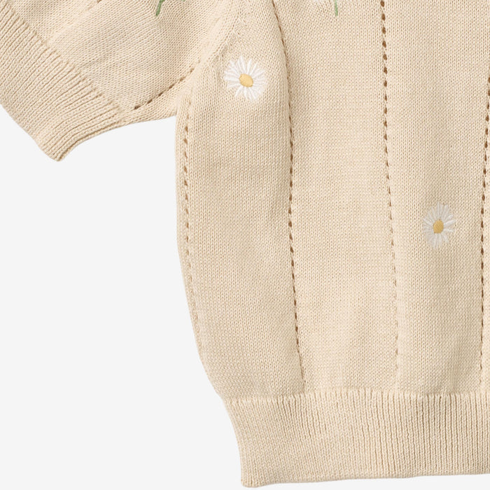 Wheat Main Knit Top S/S Malvina Top 9731 sandshell white flowers