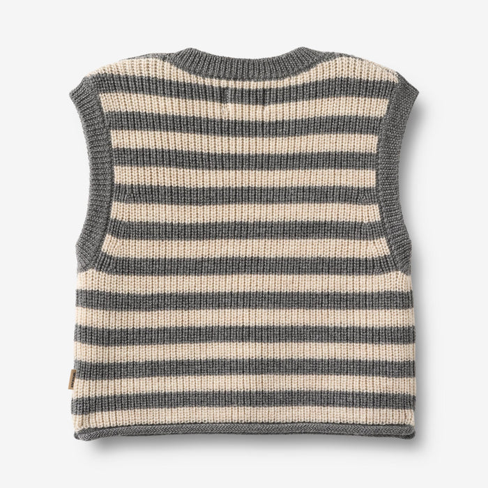 Wheat Main Knit Vest Ruby Knitted Tops 0175 grey stripe