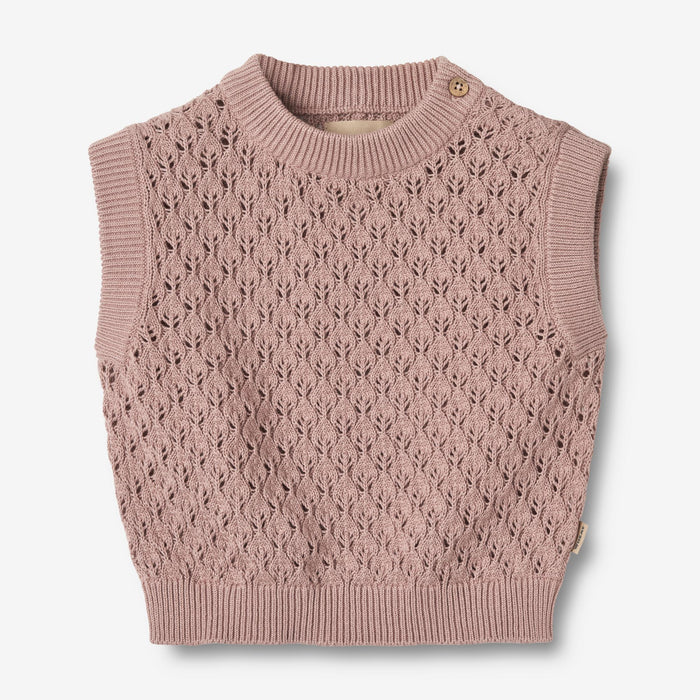 Wheat Main Knit Vest Saga Knitted Tops 1135 dry rose