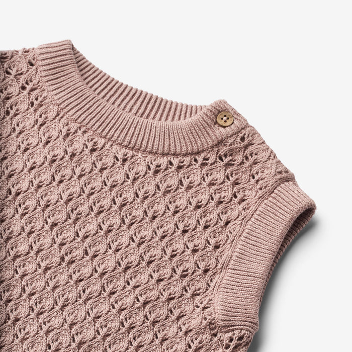 Wheat Main Knit Vest Saga Knitted Tops 1135 dry rose
