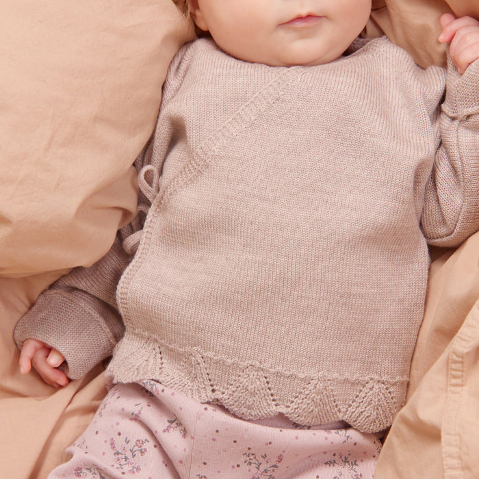 Wheat Main Knit Wraparound L/S Cleo Lace Cardigan 1356 pale lilac