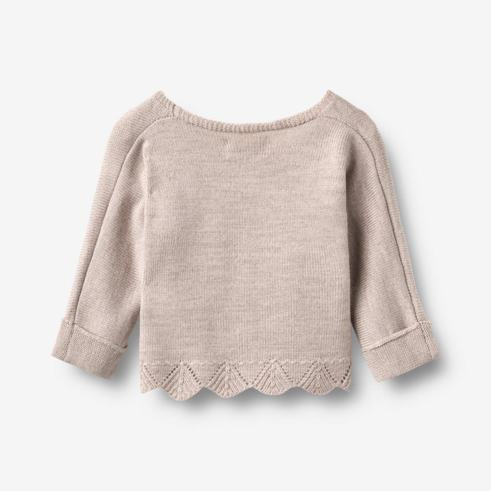 Wheat Main Knit Wraparound L/S Cleo Lace Cardigan 1356 pale lilac