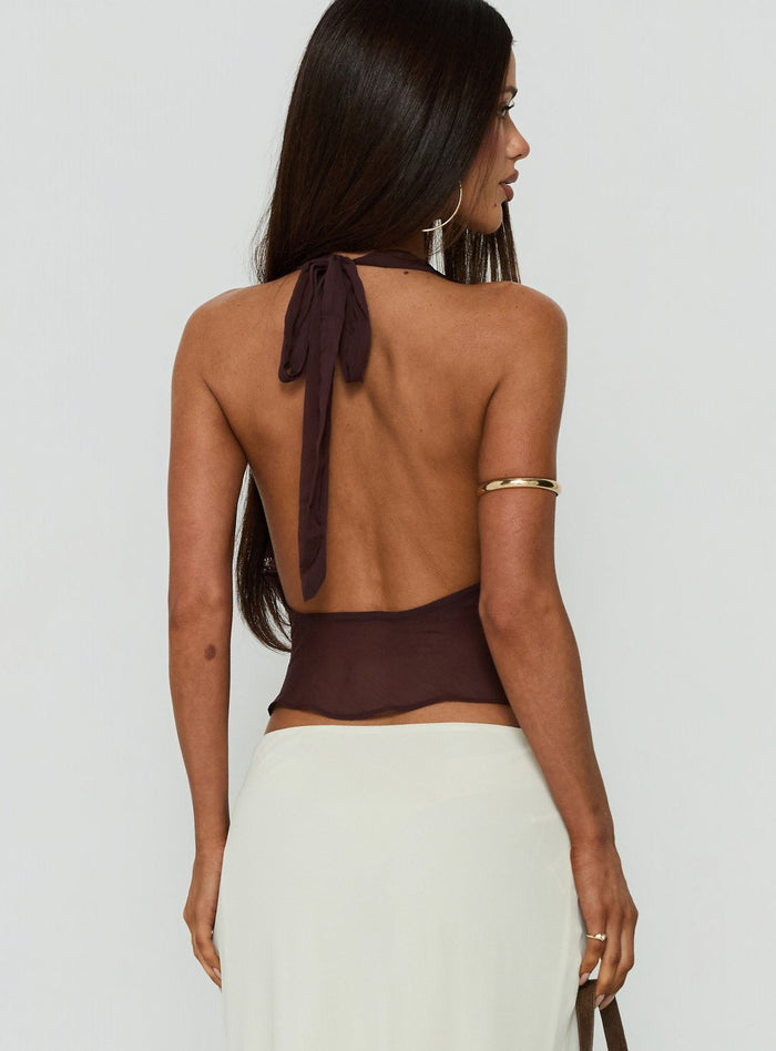 Ladylike Halter Panel Top Brown