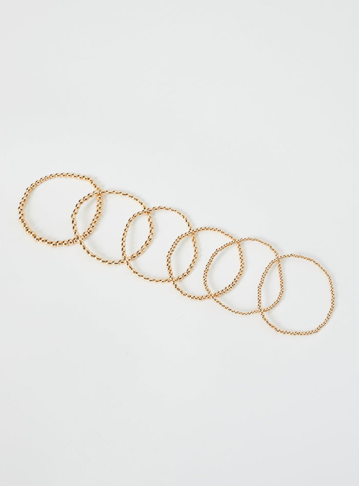 Bracelet pack Gold toned, six pack, good stretch
