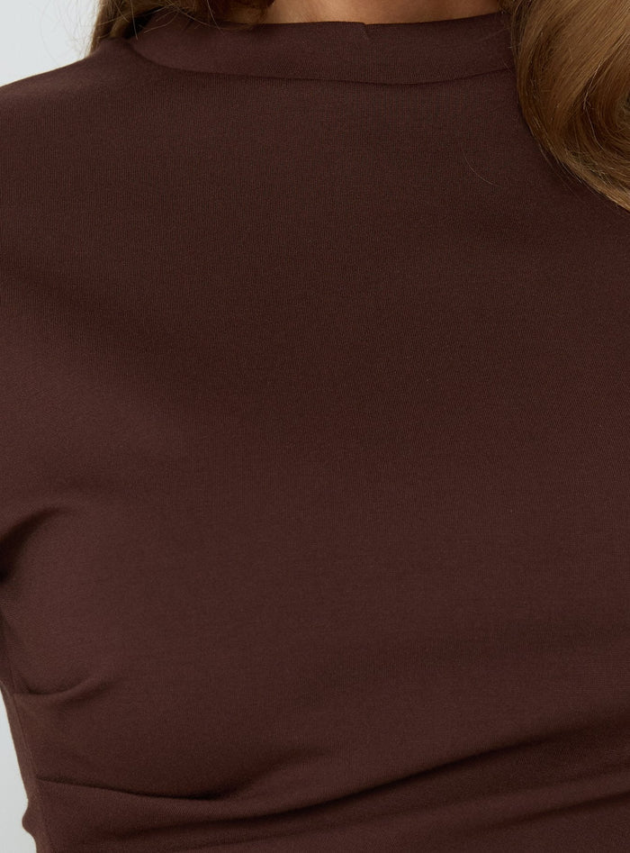 Lioxa Ruched Waist Tee Chocolate