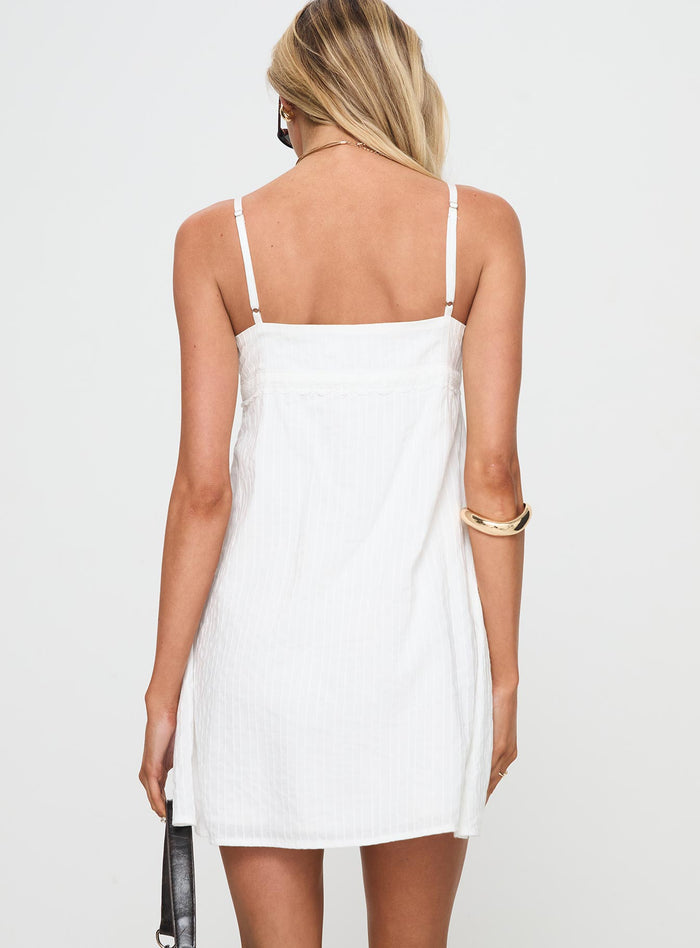 back view of model wearing Princess Polly Lunya Mini Dress White Plunger