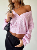 product Lyric Cropped Cardigan Pink Princess Polly  Cropped