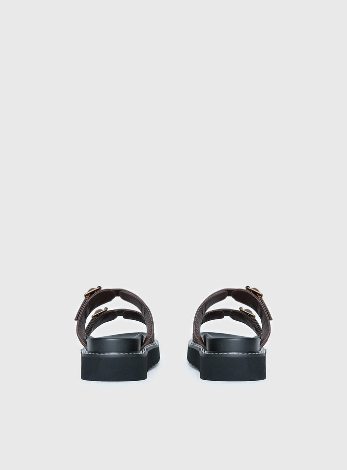 Ma Belle Sandals Contrast Stitch Chocolate