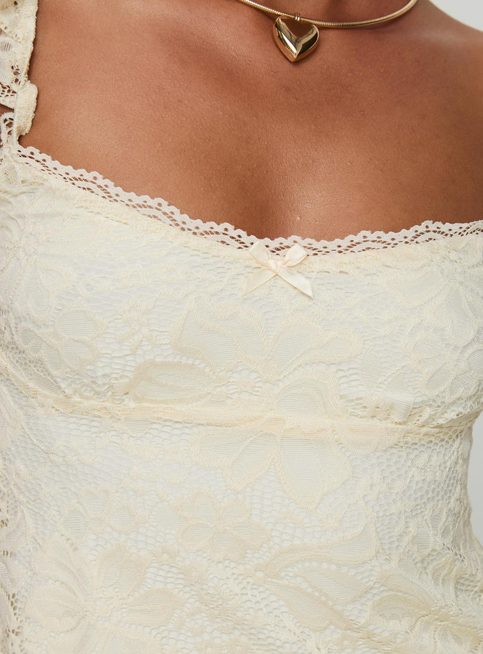 product Princess Polly Madaleine Lace Top Cream Sleeveless Square Neck