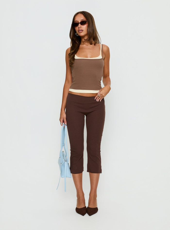 Maeka Layered Jersey Vest Top Brown / Cream