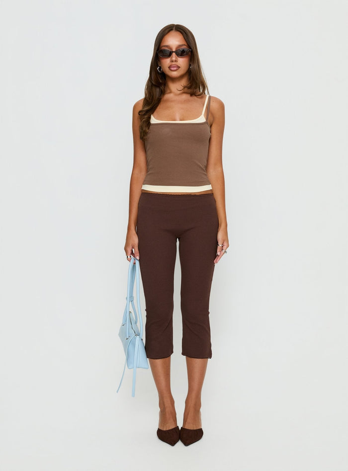 Maeka Layered Jersey Vest Top Brown / Cream