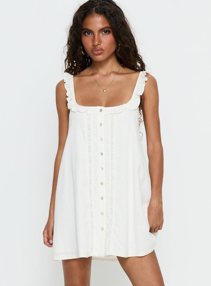 Malinda Babydoll Mini Dress White