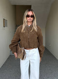 Mastery Faux Suede Bomber Jacket Brown