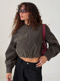 Mastery Faux Suede Bomber Jacket Charcoal
