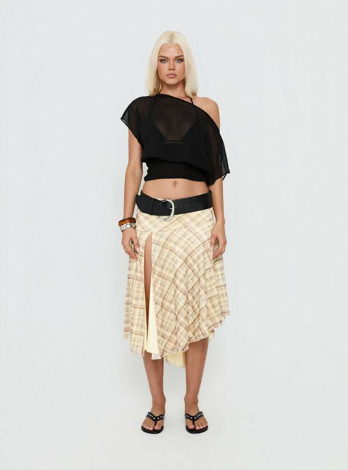 Maxtonn Sheer Off Shoulder Top Black