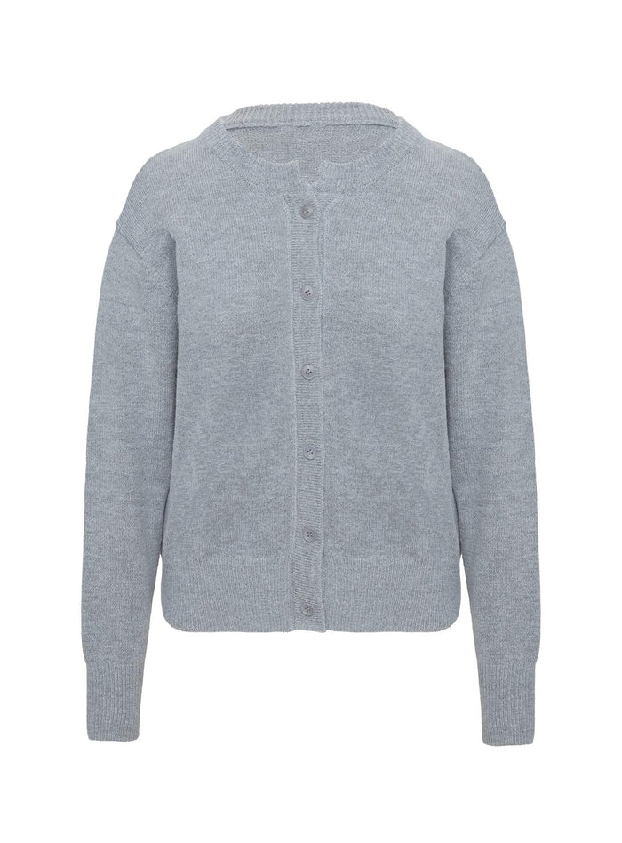 side view of model wearing Princess Polly Melancholia Cardigan Grey Long